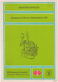 Ersatzteilkatalog: Dieselmotor D 50 zum Schwadmäher E 301